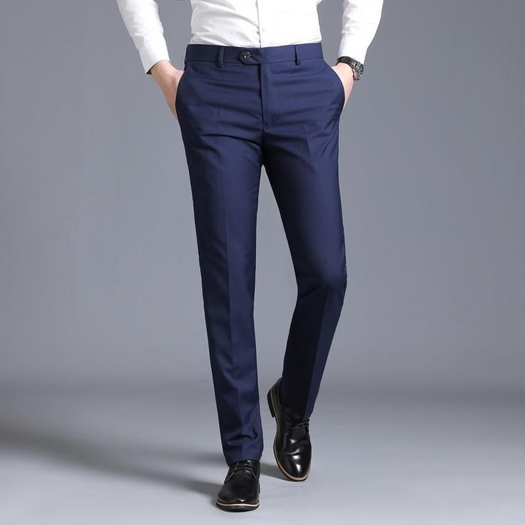 Men’s fashion slim straight dress pants – Blue _ 36
